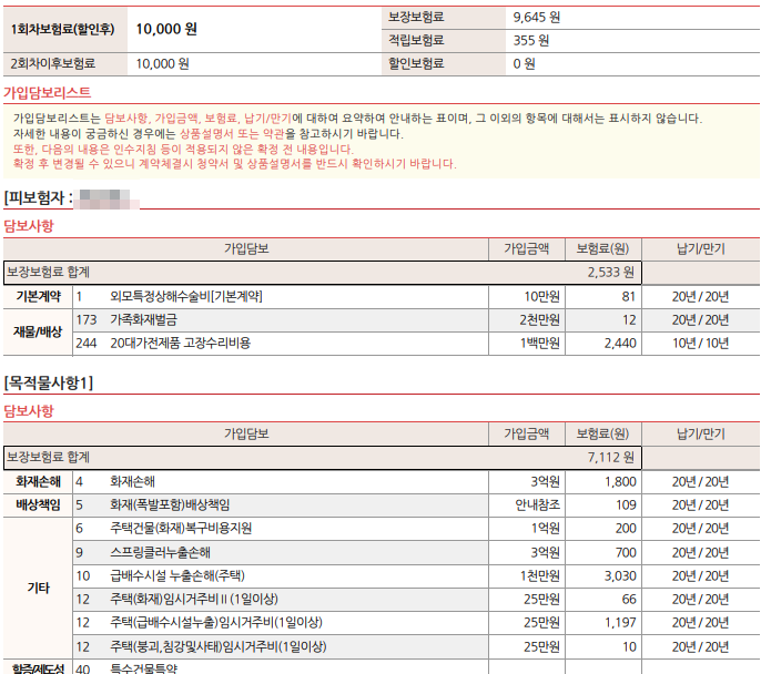 아파트누수보험 화재보험 메리츠 어떤가요?